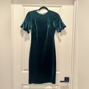 Calvin Klein Teal Velvet Midi Dress